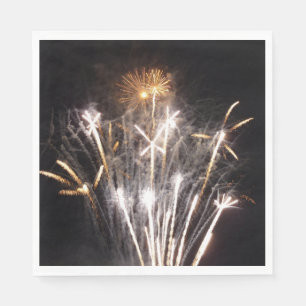 Serviette En Papier Feux d'artifice blancs et or II Célébration patrio