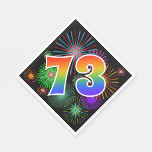 Serviette En Papier Feux d'artifice colorés + motif arc-en-ciel "73" E