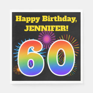 Serviette En Papier Feux d'artifice d'amusement + Motif "60"