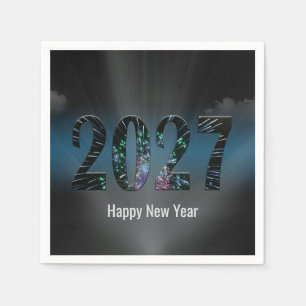 Serviette En Papier Feux d'artifice du Nouvel An 2027 avec des nuages