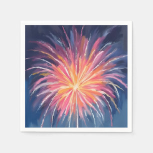 Serviette En Papier Feux d'artifice du Nouvel An Aquarelle