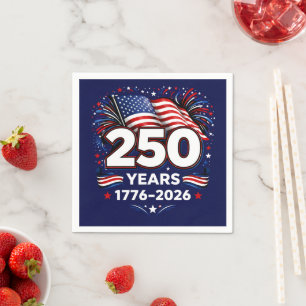 Serviette En Papier Feux d'artifice patriotiques 250 ans d'indépendanc