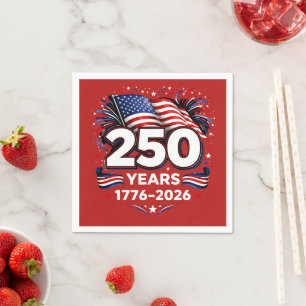 Serviette En Papier Feux d'artifice patriotiques 250 ans d'indépendanc
