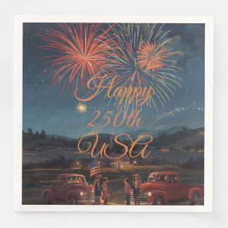 Serviette En Papier Feux d'artifice patriotiques personnalisés pour le