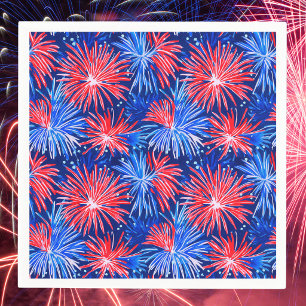 Serviette En Papier Feux d'Artifice Patriotiques / Soirée Rouge Blanc