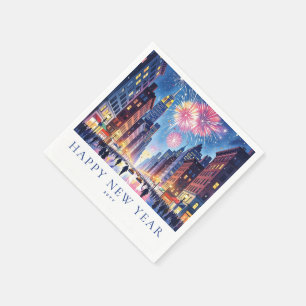 Serviette En Papier Feux d'artifice personnalisés Bonne Année New York