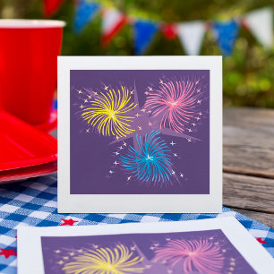 Serviette En Papier Feux d'artifice rétro colorés éclatent