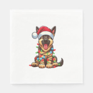 Serviette En Papier Feux de Noël du chien berger allemand Santa Hat Xm