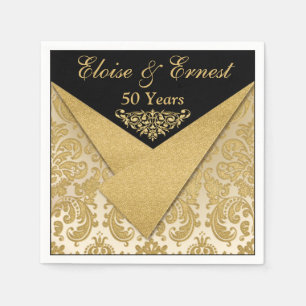 Serviette En Papier Feux Flaps Damask 50e anniversaire Mariage serviet