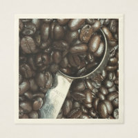 Fèves de café rôties avec Scoop en argent Photo