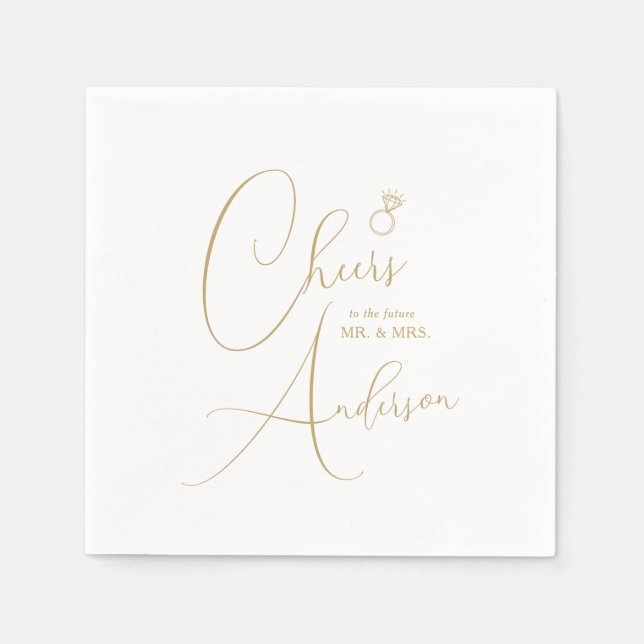 Serviette En Papier Fiançailles Bonjour à l'avenir M. et Mme. (Devant)