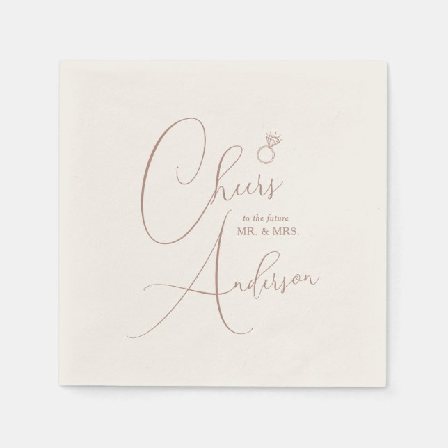 Serviette En Papier Fiançailles Bonjour à l'avenir M. et Mme. (Devant)