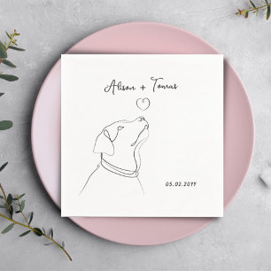 Serviette En Papier Fiançailles de Doodle Black White Mariage Monogram