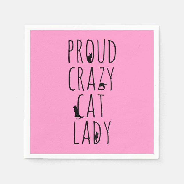 Serviette En Papier Fier Crazy Cat Lady (Devant)