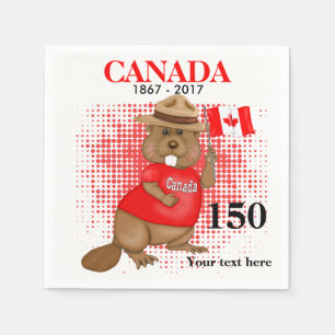 Serviette En Papier Fière fête canadienne du castor 150