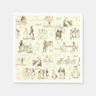 Serviette En Papier Fierté et préjugé Citation de Toile Beige Illustra