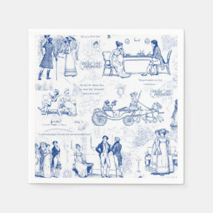Serviette En Papier Fierté et préjugé Citations de toile bleue Illustr