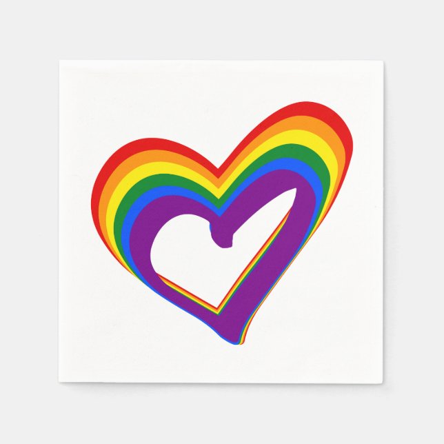 Serviette En Papier Fierté LGBT Gay Amour Arc-en-ciel Cœur Fête LGBTQ (Devant)