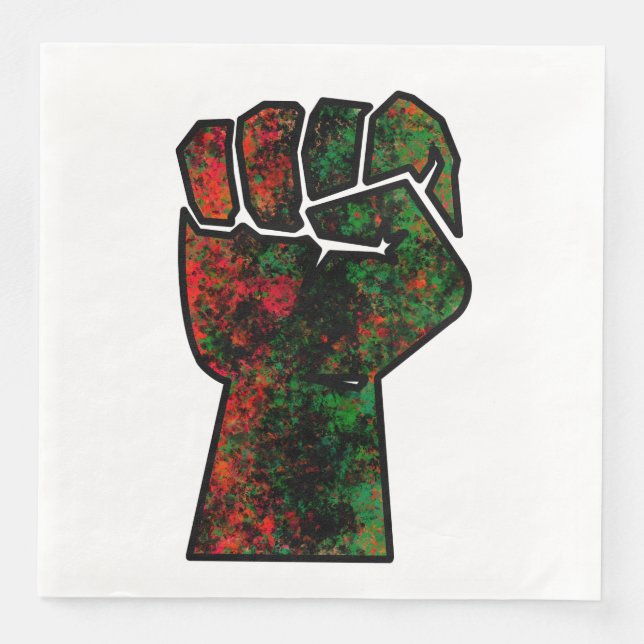 Serviette En Papier fierté noire drapeau rouge vert poing panafricain  (Devant)