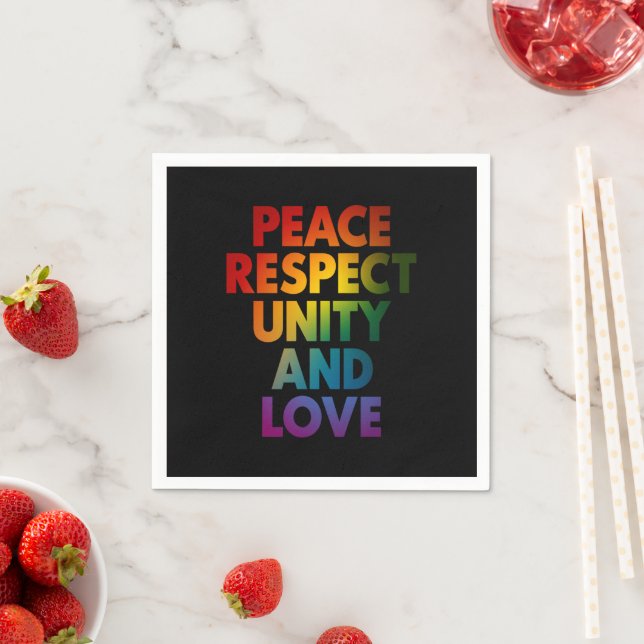 Serviette En Papier Fierté Paix Respect Unité Et Amour  (En situation)