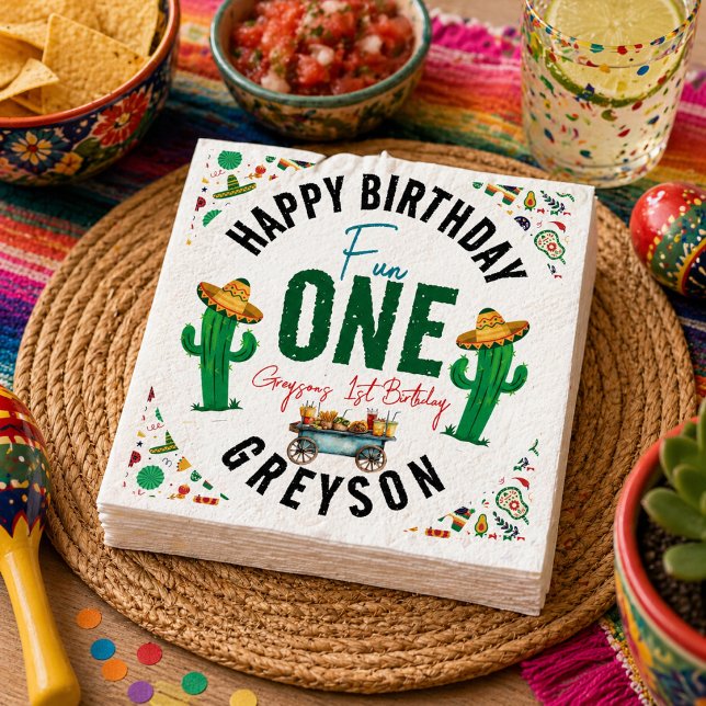 Serviette En Papier Fiesta First | Fête d'anniversaire de 1 an (Fiesta First | 1st Birthday Party Napkins)