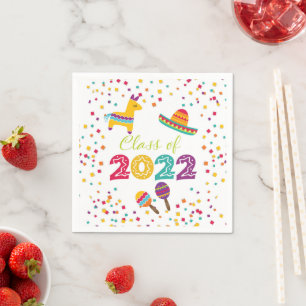 Serviette En Papier Fiesta Graduation Napkin - Sombrero (Blanc)