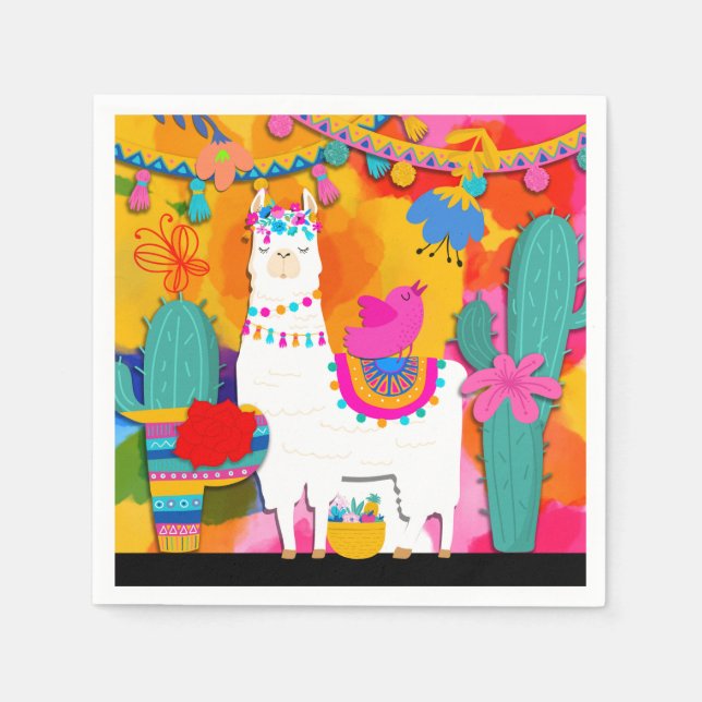 Serviette En Papier Fiesta Llama Cinco De Mayo Fête d'anniversaire (Devant)