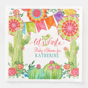 Serviette En Papier Fiesta Margarita Baby shower aquarelle Cactus