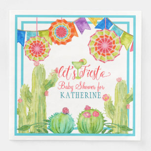 Serviette En Papier Fiesta Margarita Boy Baby shower Cactus Pennants