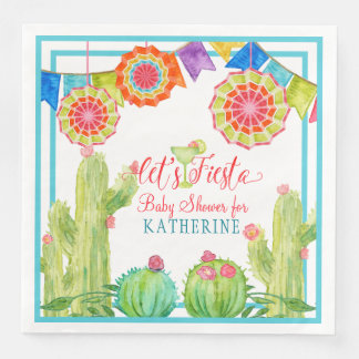 Serviette En Papier Fiesta Margarita Boy Baby shower Cactus Pennants