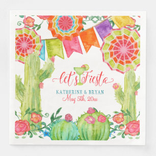Serviette En Papier Fiesta Margarita Fête des mariées Cactus Floral Ar