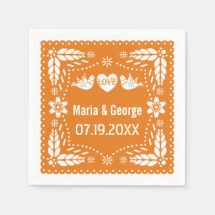 Serviette En Papier Fiesta mariage inséparable de papillon orange pica