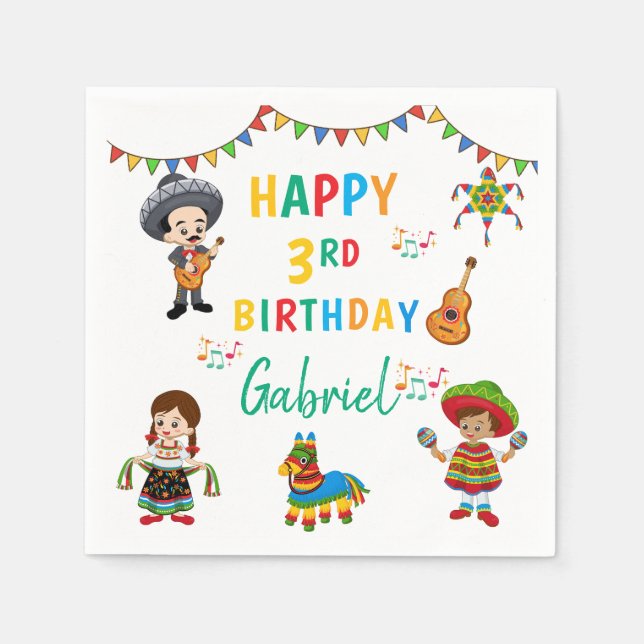 Serviette En Papier Fiesta, serviettes de fête anniversaires de enfant (Devant)