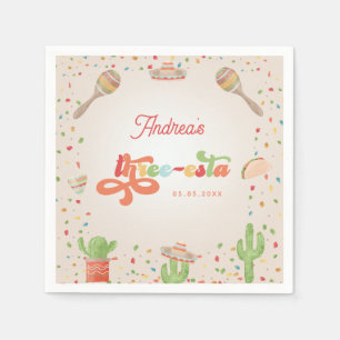 Serviette En Papier Fiesta Super colorée 3e anniversaire Trois esta