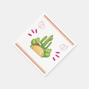 Serviette En Papier Fiesta Taco Simple Mexicaine Cactus Floral