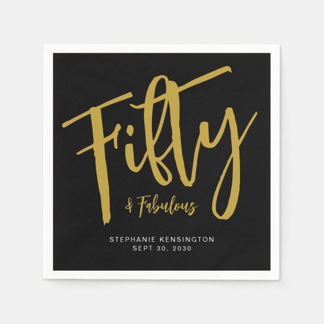 Serviette En Papier Fifty and Fabulous Date Name 50th Birthday Party (Devant)