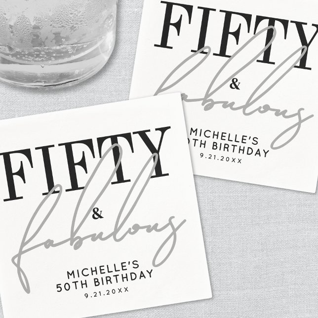 Serviette En Papier Fifty And Fabulous Modern 50th Birthday Party (Fifty And Fabulous Modern 50th Birthday Party Napkins)