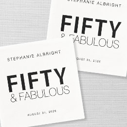 Serviette En Papier Fifty and Fabulous Name Date 50th Birthday Party