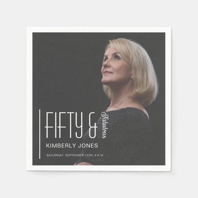 Serviette En Papier Fifty and Fabulous Photo 50th Birthday Party (Devant)
