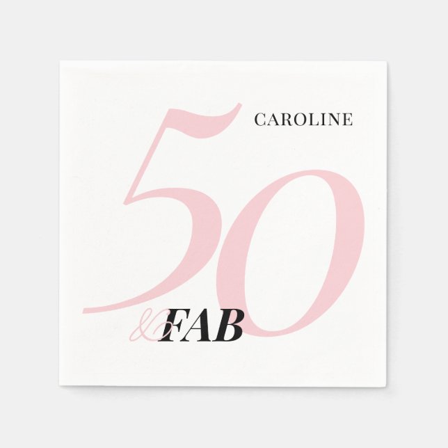 Serviette En Papier Fifty and Fabulous Pink Bold Birthday (Devant)