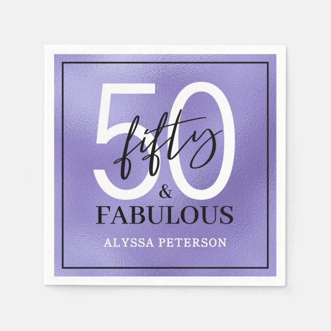 Serviette En Papier Fifty and Fabulous Script 50th Birthday (Devant)