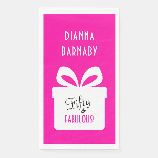 Serviette En Papier Fifty & FABULOUS! Girly Hot Pink Birthday Party (Devant)