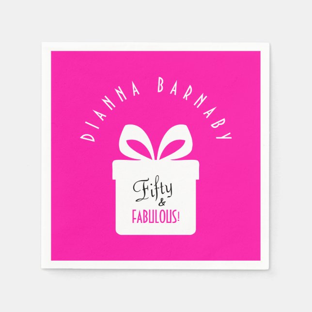 Serviette En Papier Fifty & FABULOUS! Girly Pink Birthday Party (Devant)