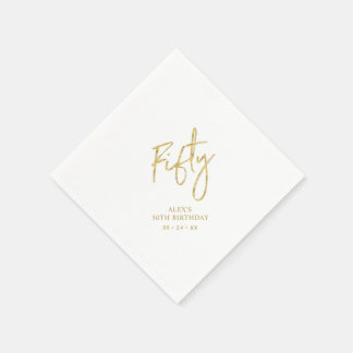 Serviette En Papier Fifty Gold Lettering 50th birthday Paper Plates