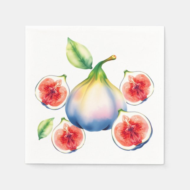 Serviette En Papier Fig d'aquarelle fraîche avec blanc doux (Devant)