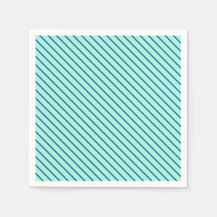 Serviette En Papier Filets diagonaux - aqua et marine
