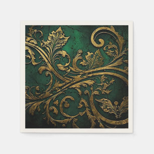 Serviette En Papier Filigree - Vert et Or