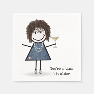 Serviette En Papier Fille à bâtons d'anniversaire avec Martini