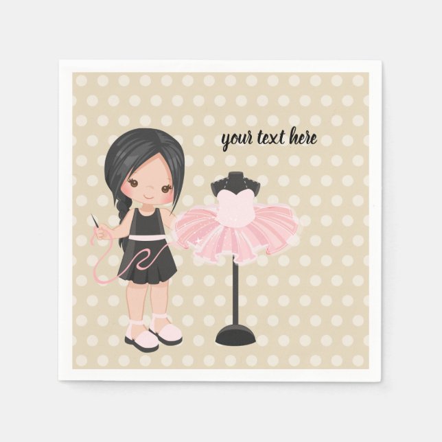 Serviette En Papier Fille à coudre (Devant)