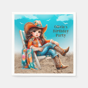 Serviette En Papier Fille à la plage Fête d'anniversaire fille